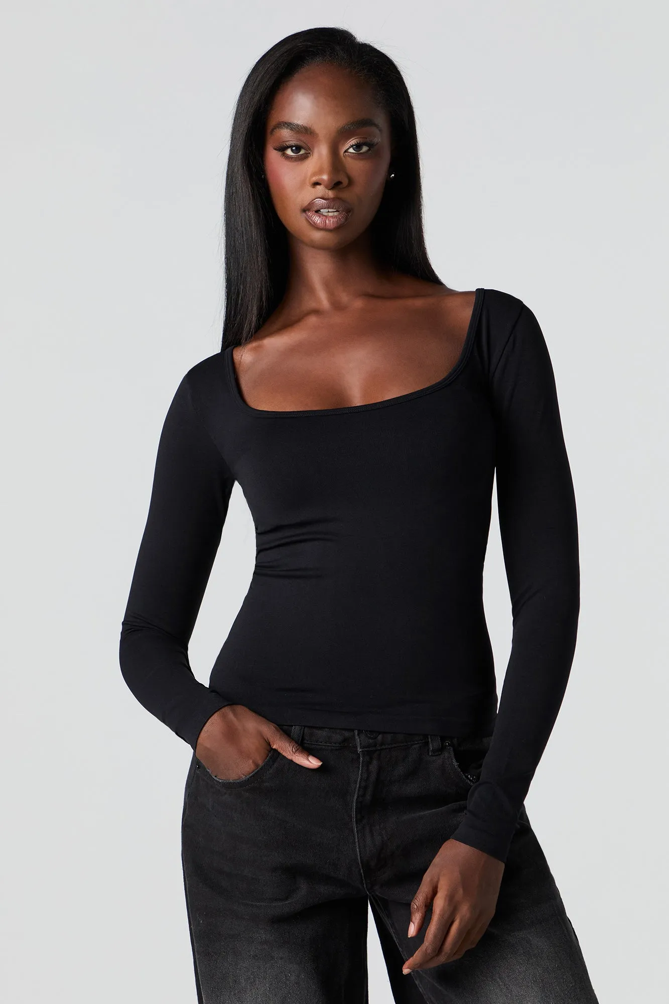 Seamless Square Neck Long Sleeve Top sold by Urban Planet product image thumbnail 4