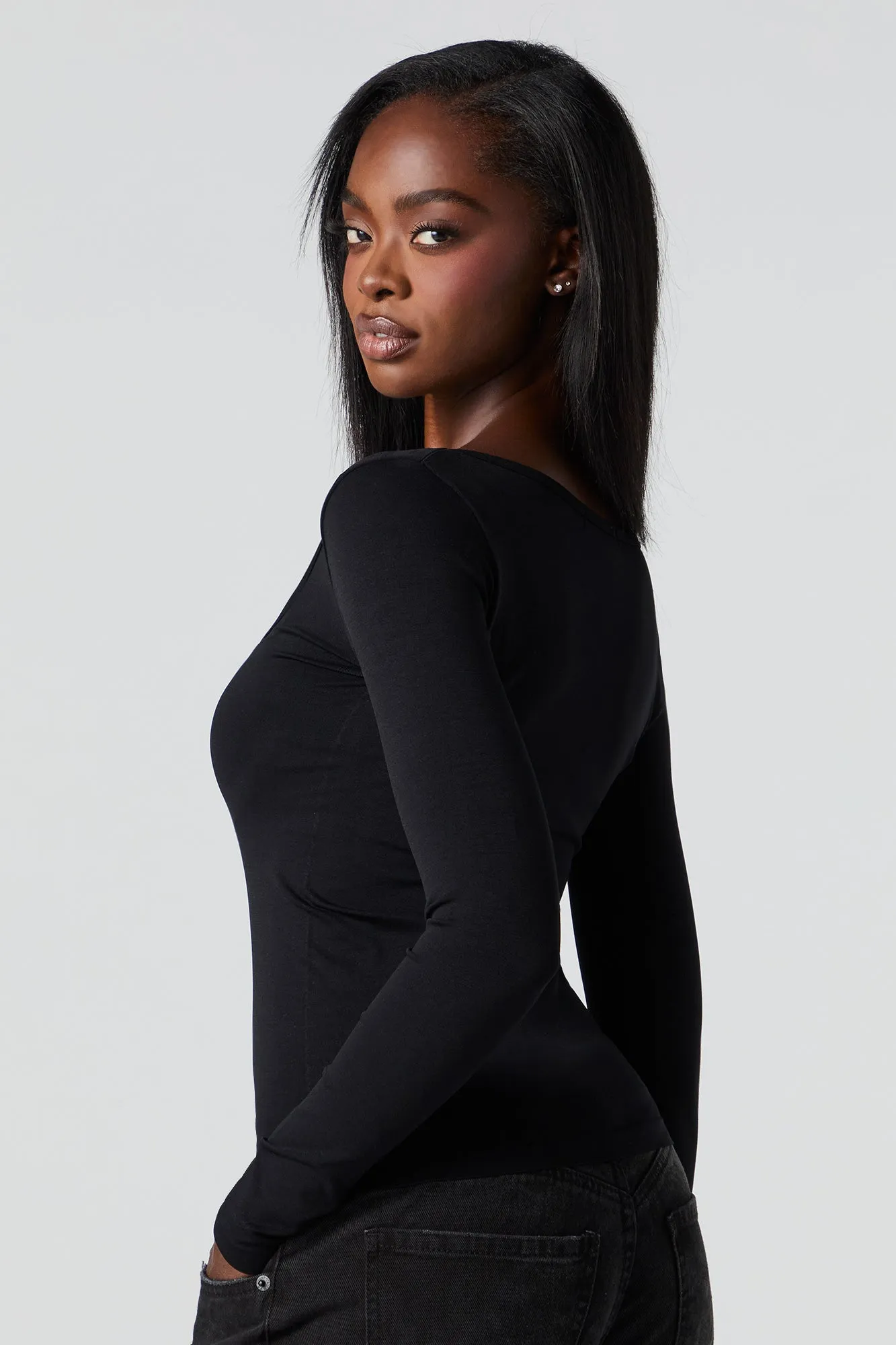 Seamless Square Neck Long Sleeve Top sold by Urban Planet product image thumbnail 5