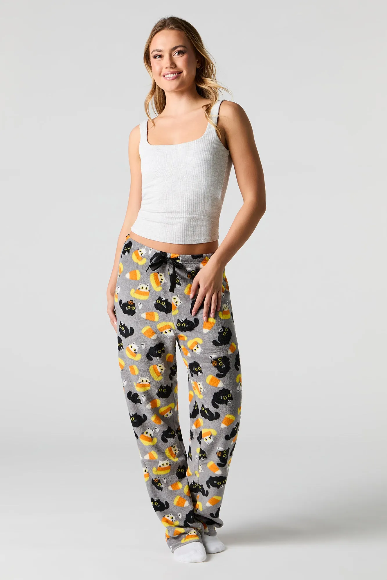 Halloween Print Plush Pajama Pant sold by Urban Planet product image thumbnail 4