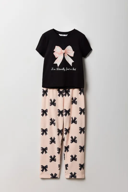 Ensemble pyjama avec t-shirt imprimé et pantalon en peluche pour fille sold by Urban Planet