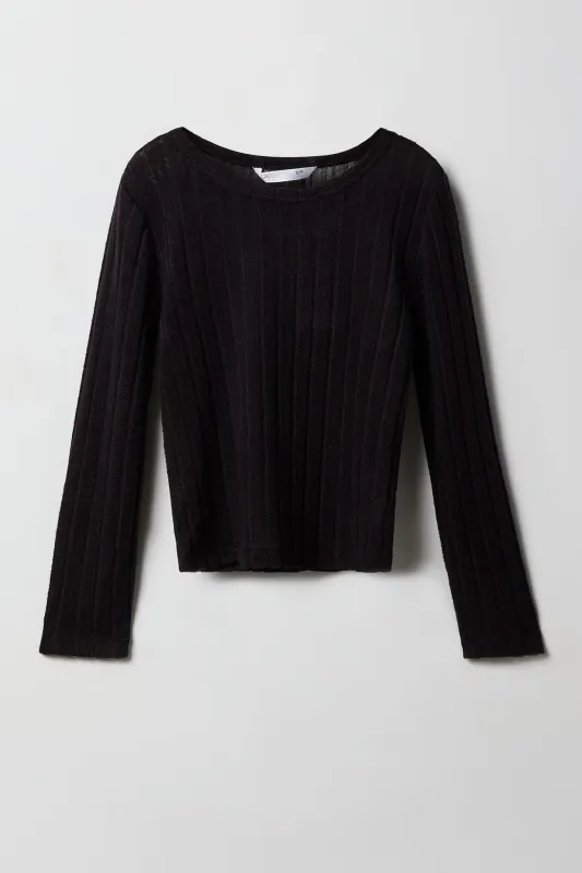 Haut en tricot côtelé à manches longues pour filles sold by Urban Planet