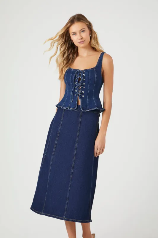 Jupe midi en denim sold by Urban Planet