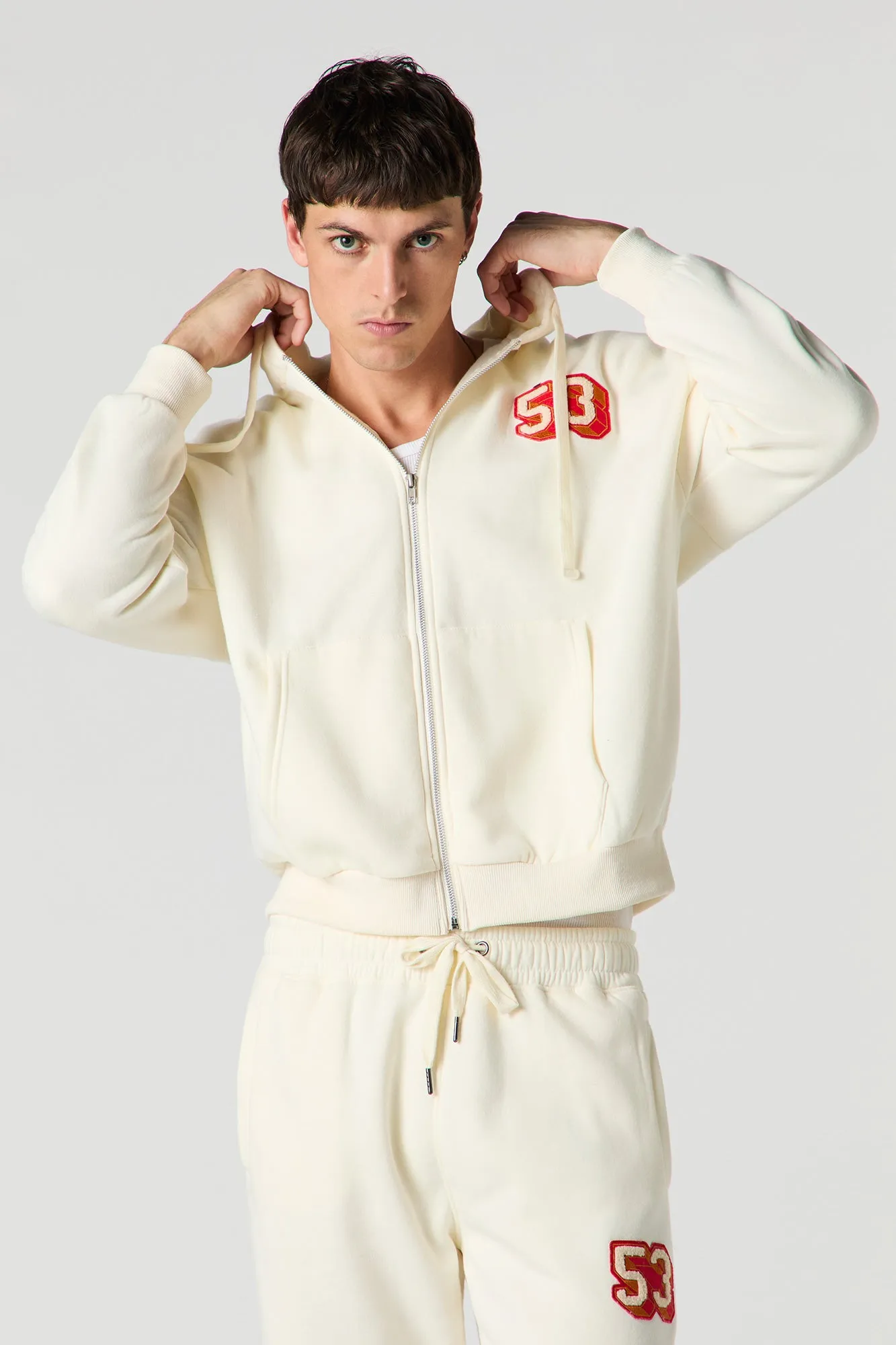 53 Chenille Embroidered Zip-Up Hoodie sold by Urban Planet product image thumbnail 2
