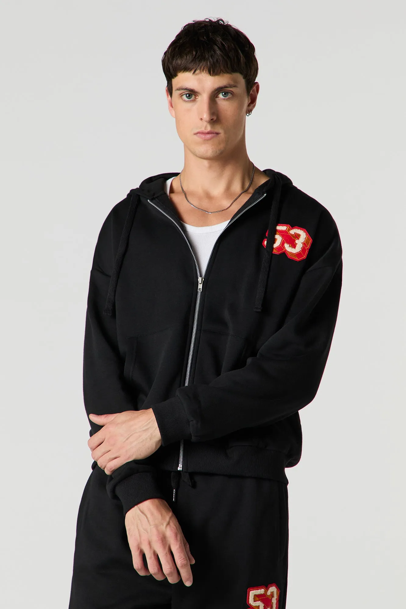 53 Chenille Embroidered Zip-Up Hoodie sold by Urban Planet product image thumbnail 5