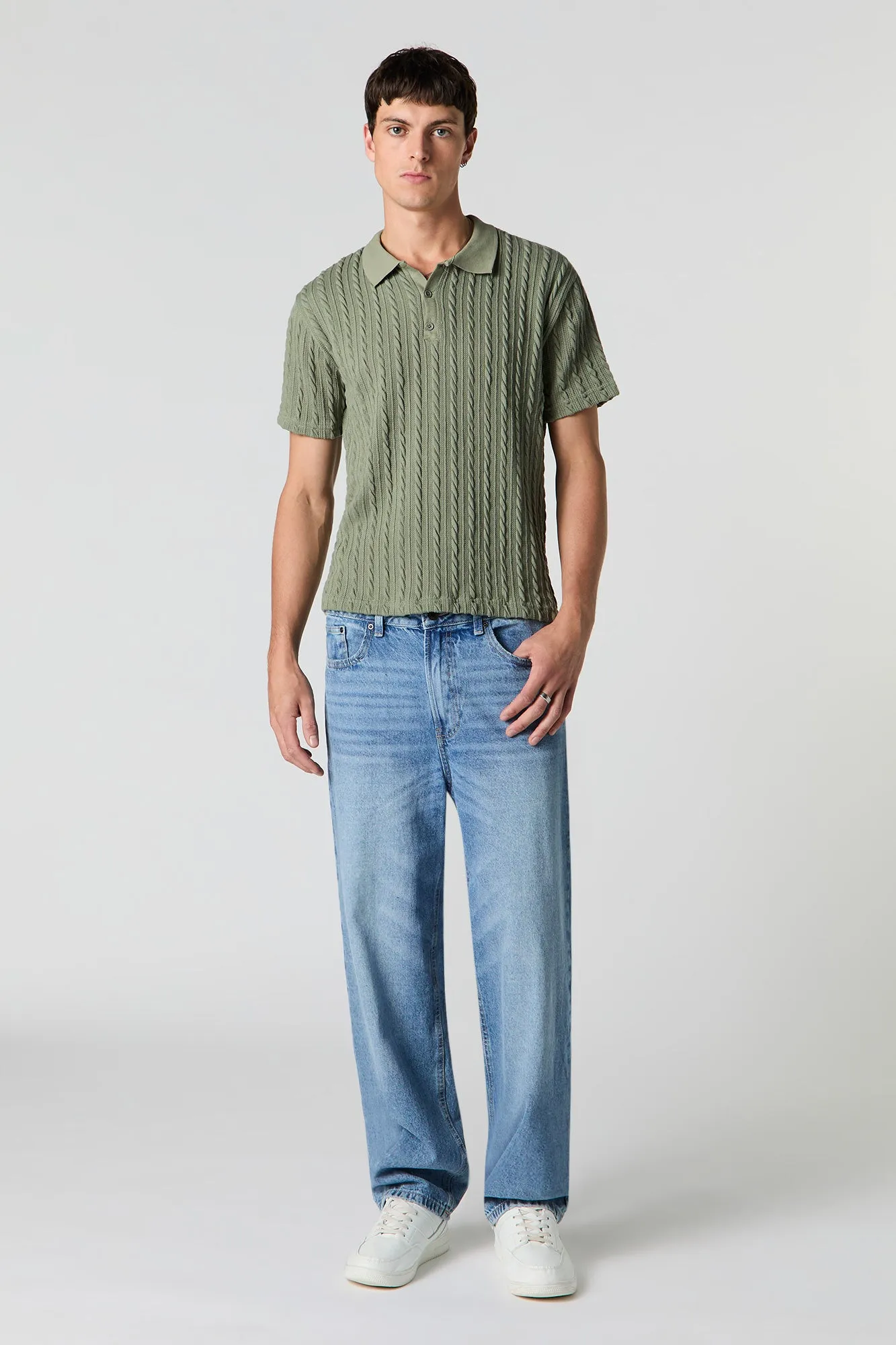 Cable Knit Polo Top sold by Urban Planet product image thumbnail 3