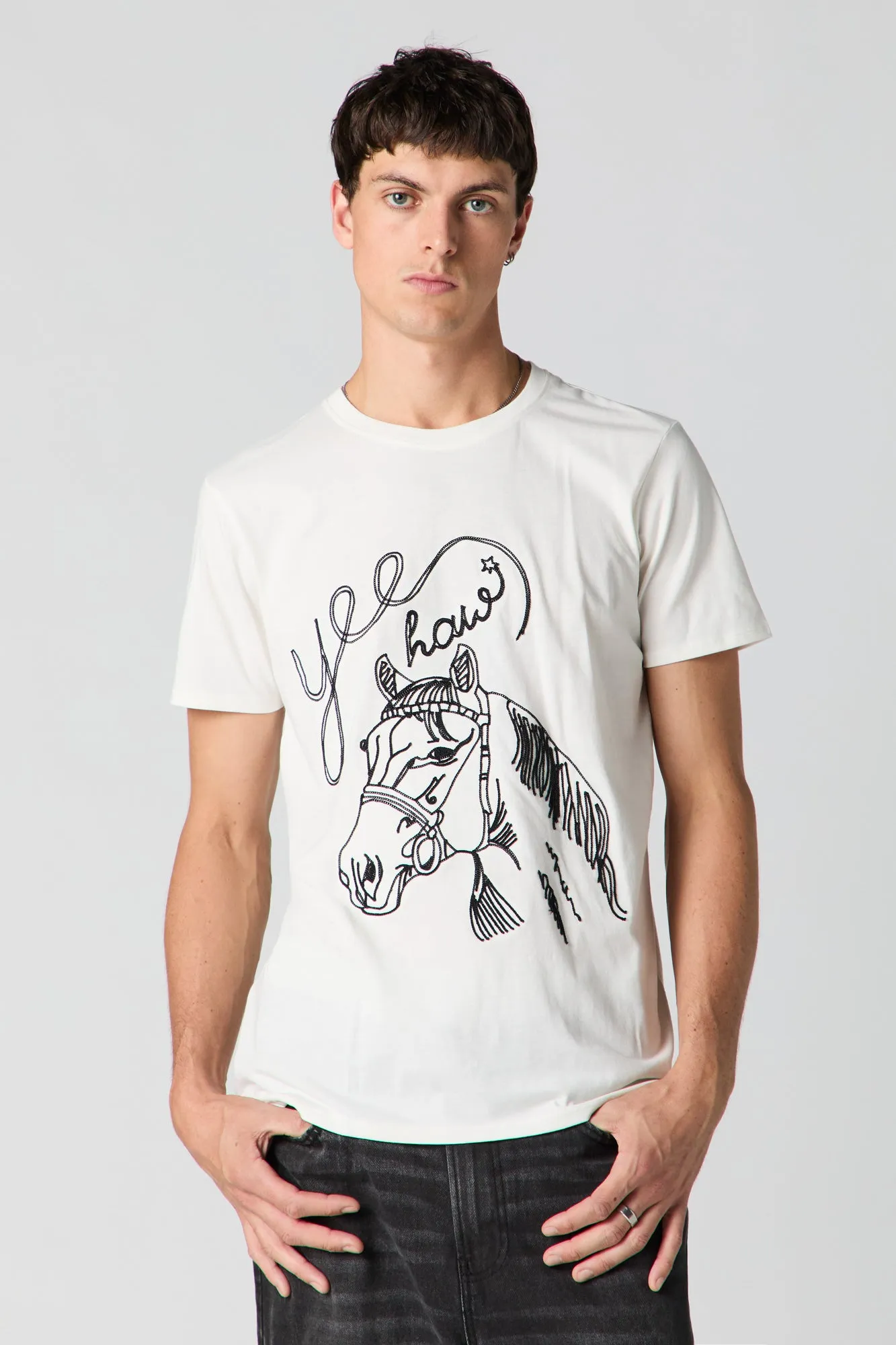 T-shirt avec motif brodé Yeehaw sold by Urban Planet