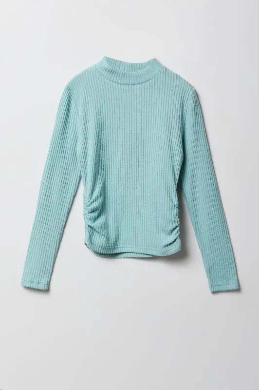Girls Ribbed Side Cinched Long Sleeve Top sold by Urban Planet