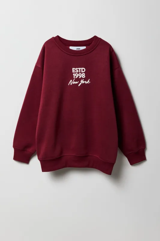 Chandail en molleton surdimensionné à imprimé en relief NYC Teddy pour filles sold by Urban Planet