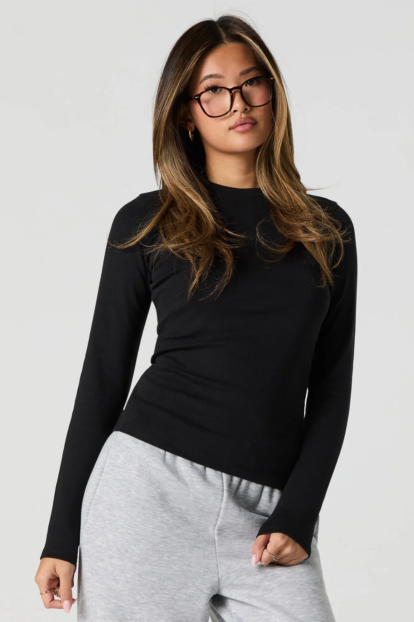 Solid Crewneck Long Sleeve Top sold by Urban Planet product image thumbnail 4