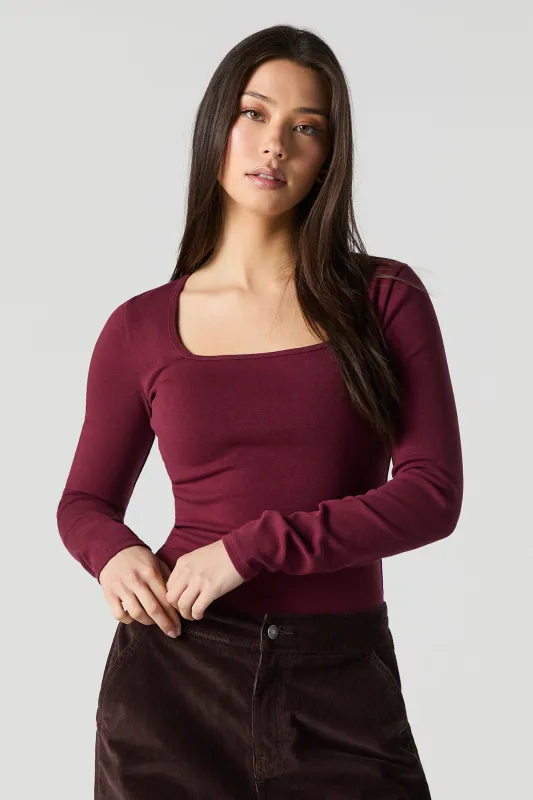 Square Neck Long Sleeve Top sold by Urban Planet