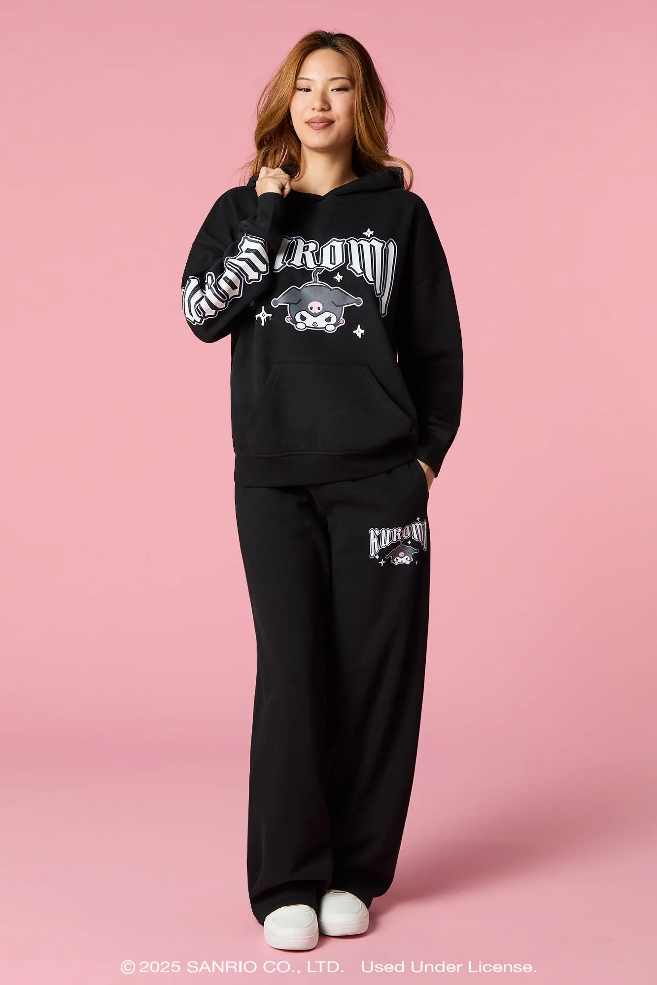 Kuromi™ Graphic Rhinestone Fleece Hoodie sold by Urban Planet product image thumbnail 3