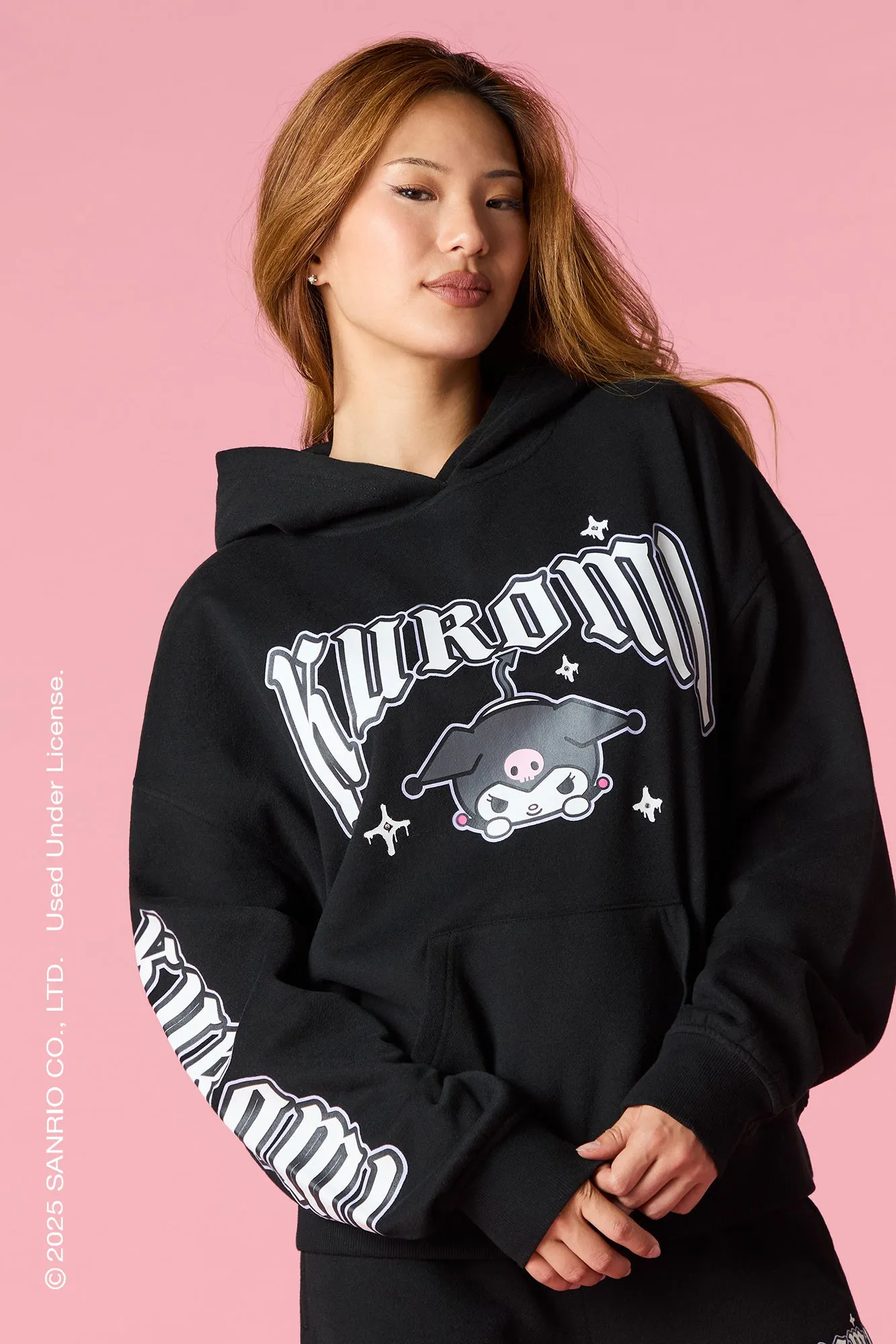 Kuromi™ Graphic Rhinestone Fleece Hoodie sold by Urban Planet