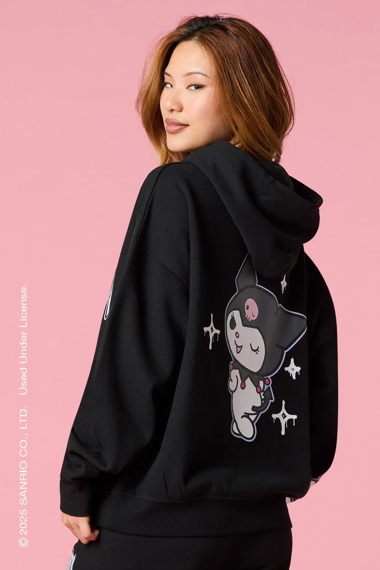Kuromi™ Graphic Rhinestone Fleece Hoodie sold by Urban Planet product image thumbnail 2