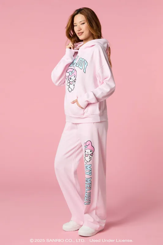 My Melody™ Glitter Graphic Wide Leg Fleece Sweatpant sold by Urban Planet