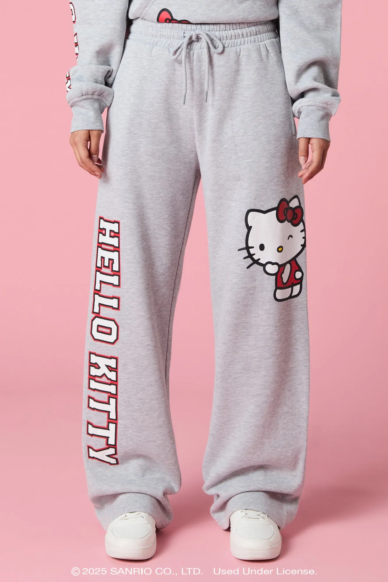 Hello Kitty® Bow Graphic Wide Leg Fleece Sweatpant sold by Urban Planet product image thumbnail 2