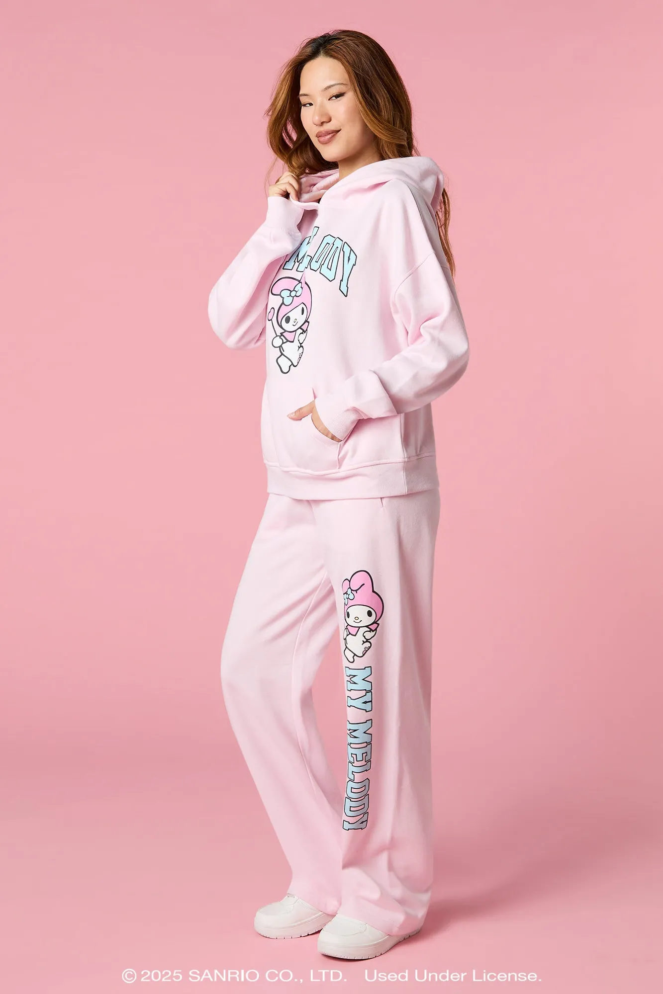Pantalon d'entraînement à jambe large en molleton à imprimé My Melody scintillant sold by Urban Planet
