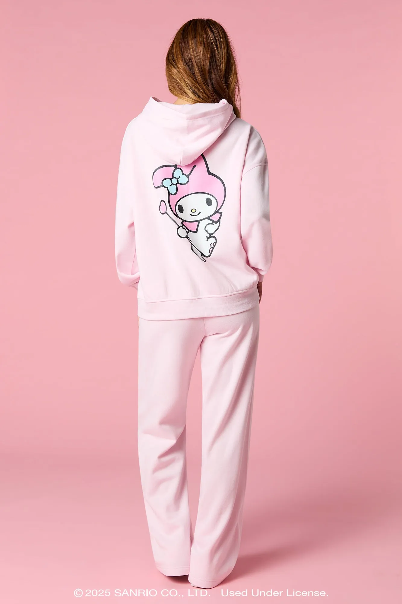 Pantalon d'entraînement à jambe large en molleton à imprimé My Melody scintillant sold by Urban Planet product image thumbnail 3