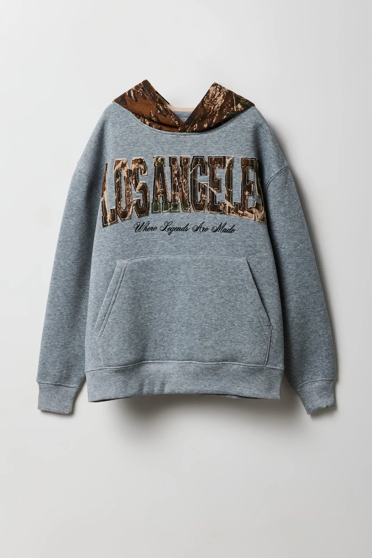 Haut à capuchon en molleton avec empiècement à motif LA camouflage pour enfant sold by Urban Planet