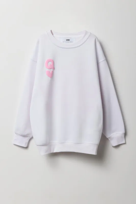 Chandail en molleton surdimensionné à imprimé en relief Queen pour filles sold by Urban Planet