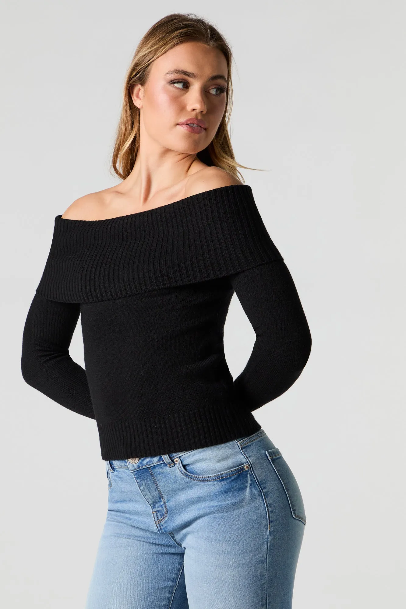 Foldover Off Shoulder Knit Sweater sold by Urban Planet product image thumbnail 5