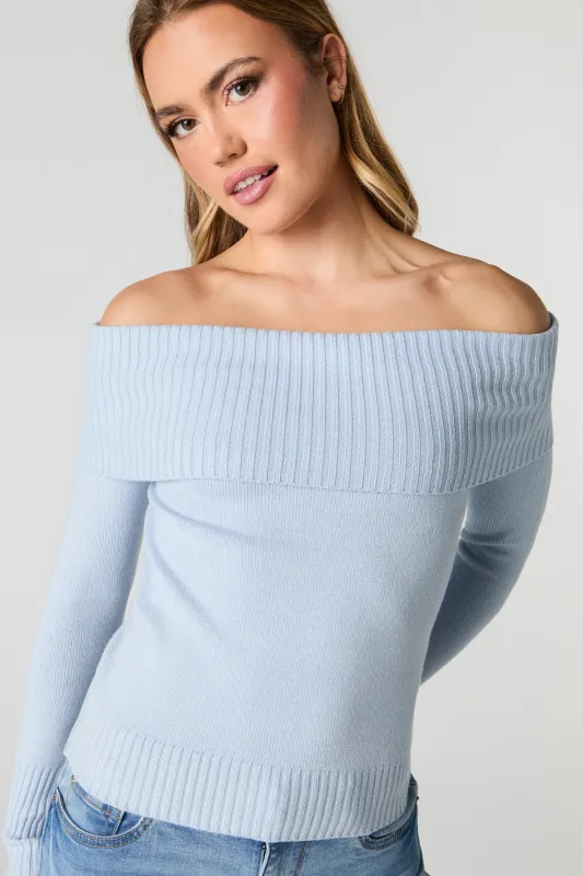 Foldover Off Shoulder Knit Sweater sold by Urban Planet