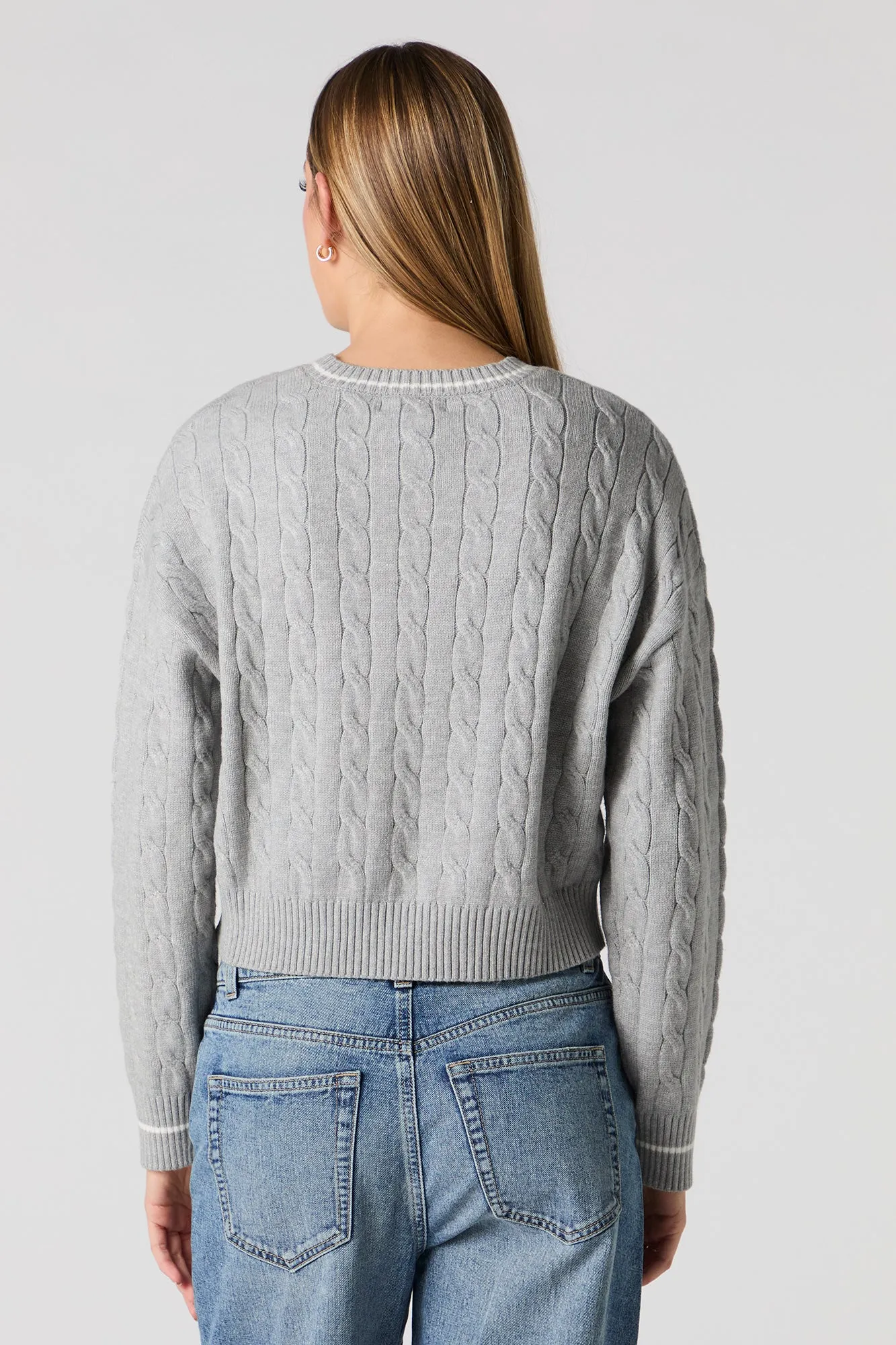 Embroidered Cable Knit Sweater sold by Urban Planet product image thumbnail 5