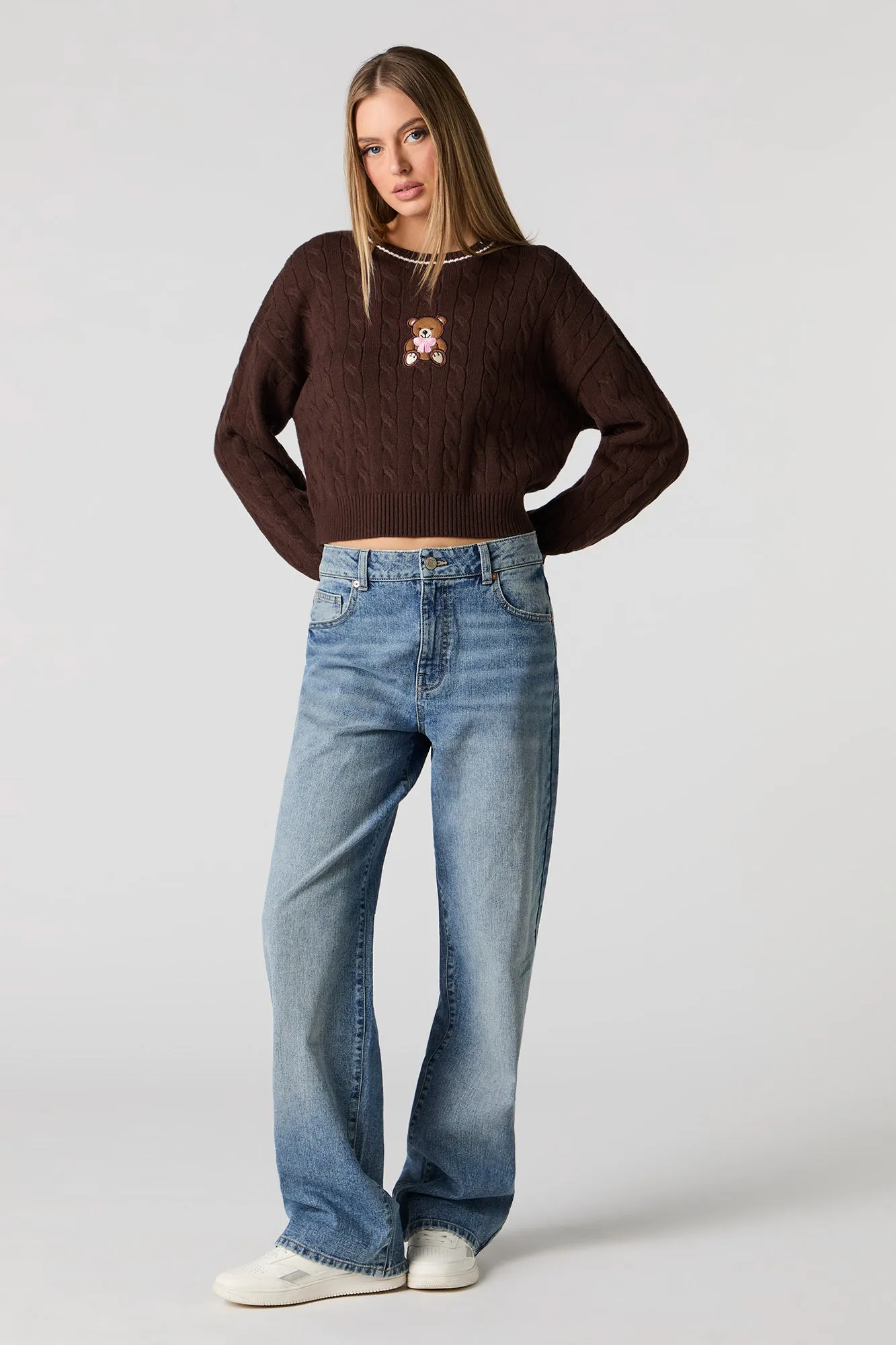 Embroidered Cable Knit Sweater sold by Urban Planet product image thumbnail 3