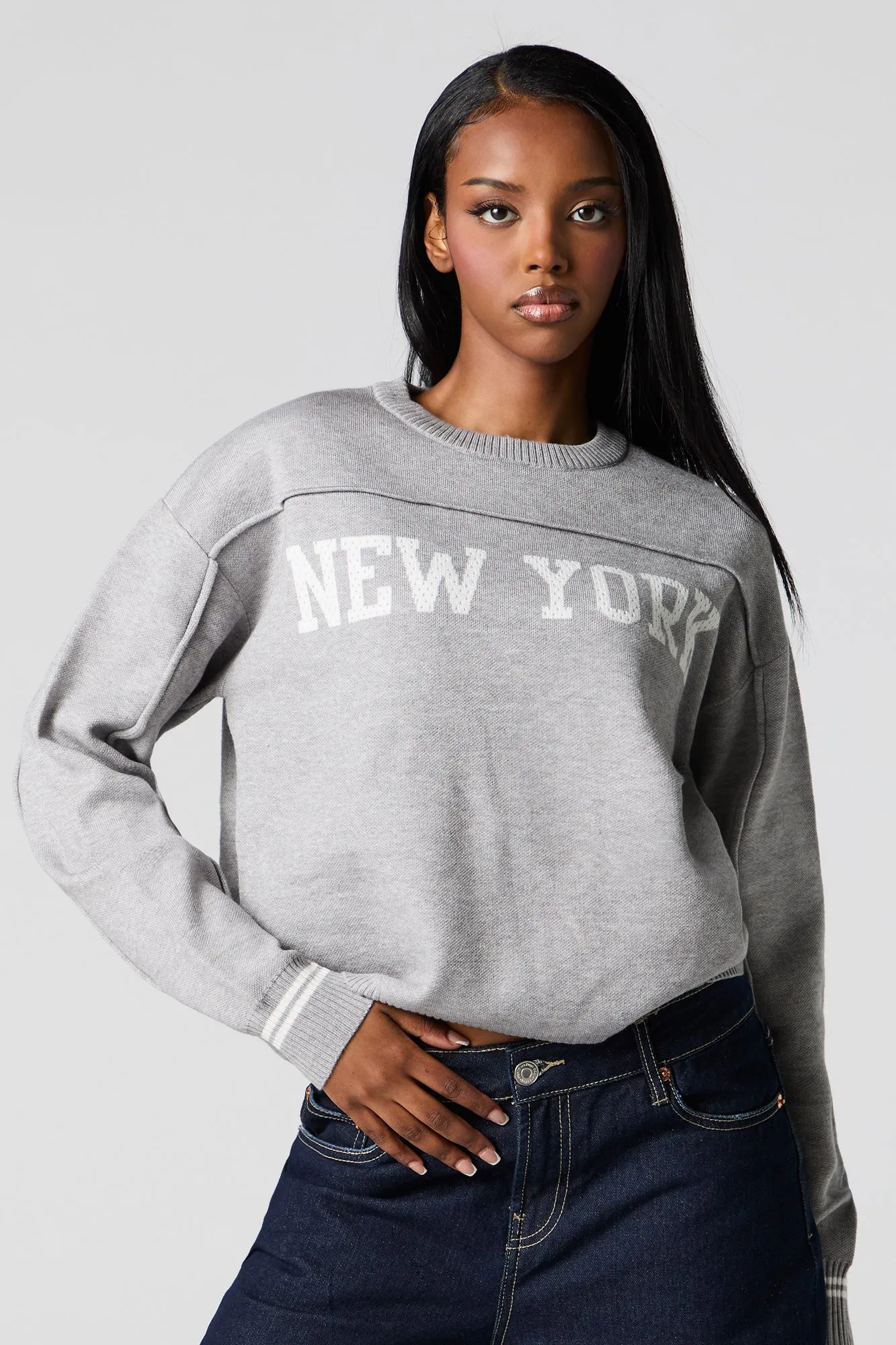 Sporty Jacquard Knit Sweater sold by Urban Planet product image thumbnail 4