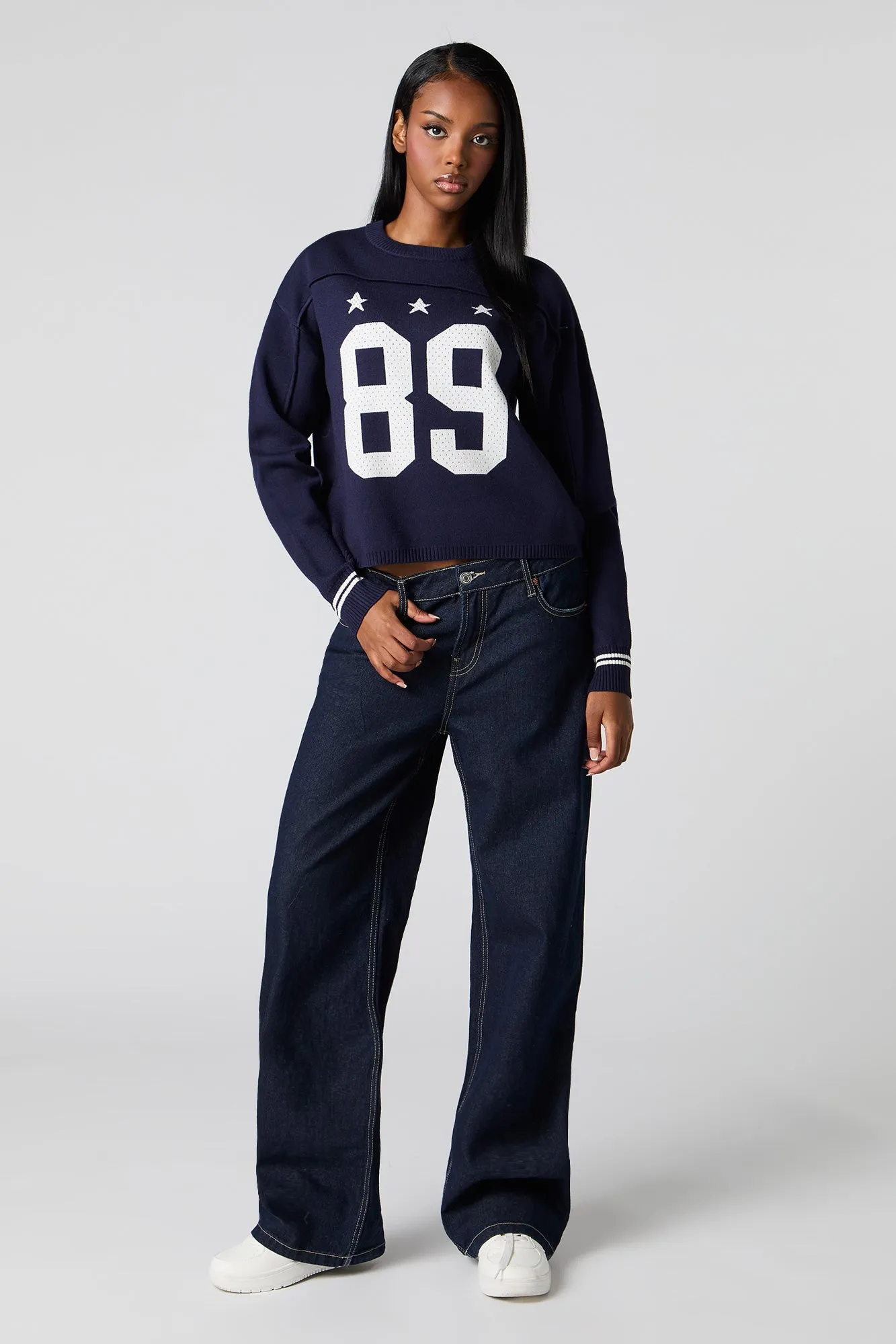 Sporty Jacquard Knit Sweater sold by Urban Planet product image thumbnail 3