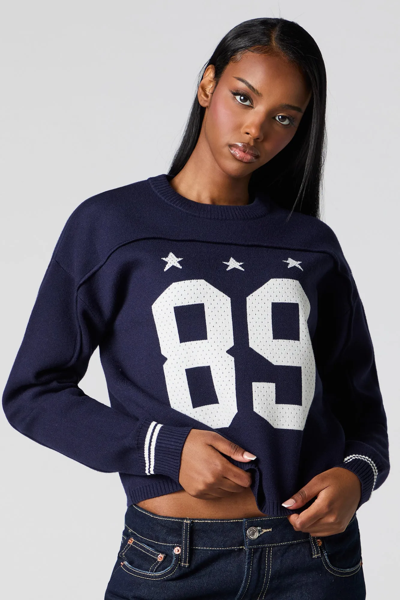 Sporty Jacquard Knit Sweater sold by Urban Planet