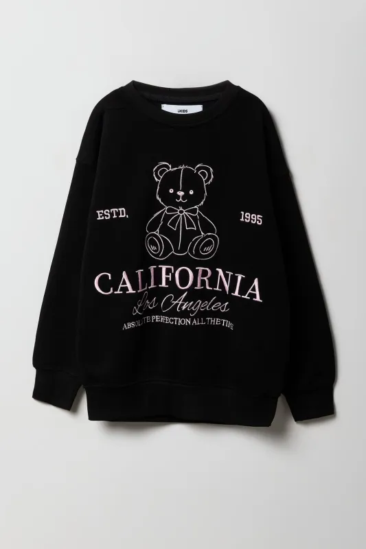 Girls Teddy Embroidered Oversized Sweatshirt sold by Urban Planet