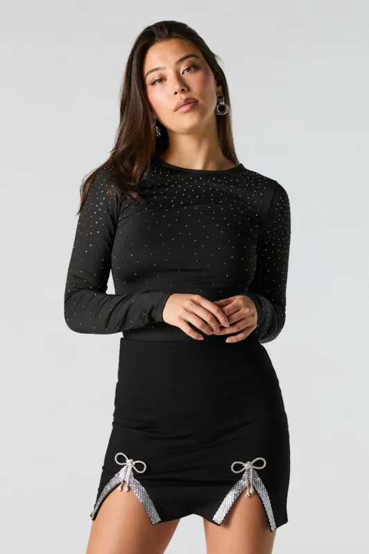 Rhinestone Bow Mini Skirt sold by Urban Planet