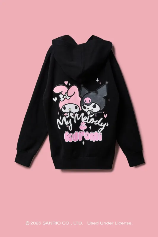 Kuromi™ & My Melody™ Girls Puff Print Hoodie sold by Urban Planet