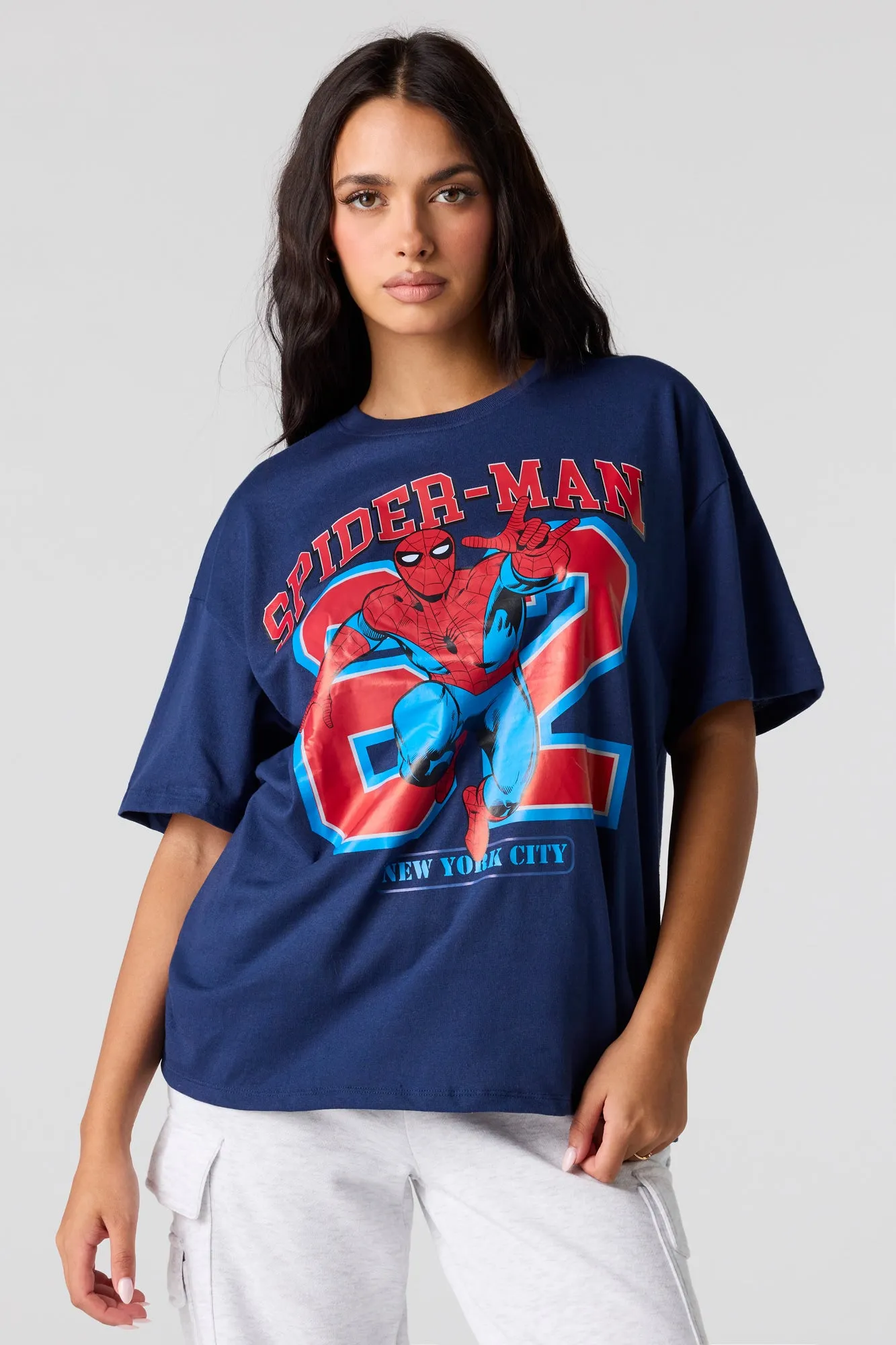 T-shirt de coupe garçonne à imprimé Spider-Man sold by Urban Planet