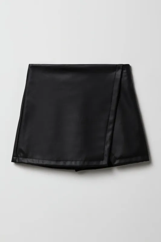 Girls Faux Leather Wrap Skort sold by Urban Planet