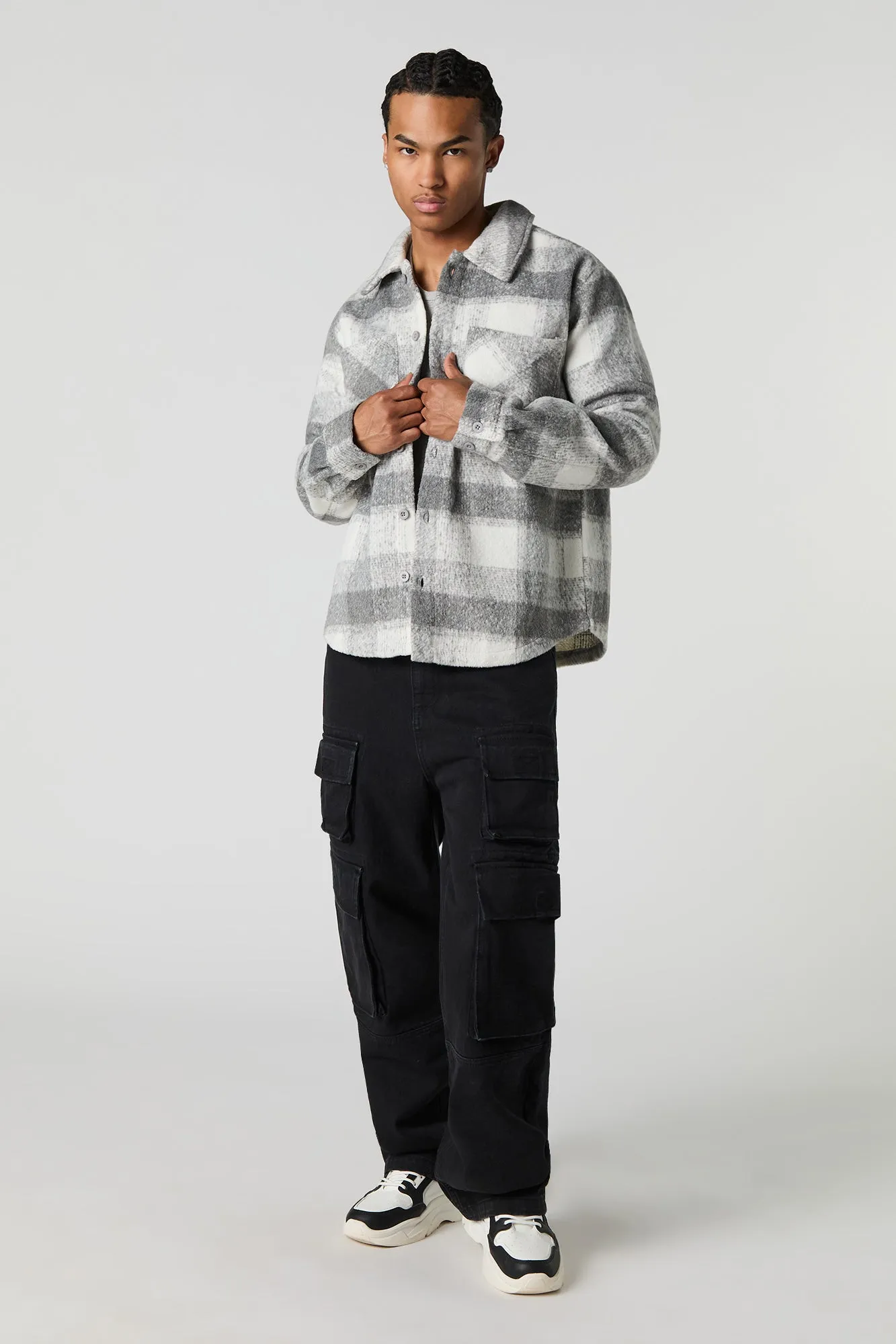 Faux Mohair Plaid Shacket sold by Urban Planet product image thumbnail 3