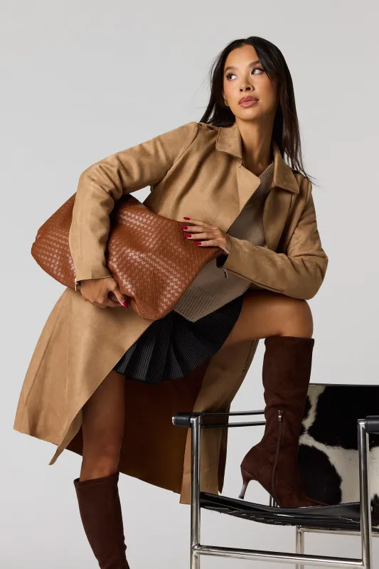 Faux Suede Trench Coat sold by Urban Planet