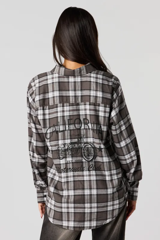 Graphic Flannel Button-Up Top sold by Urban Planet