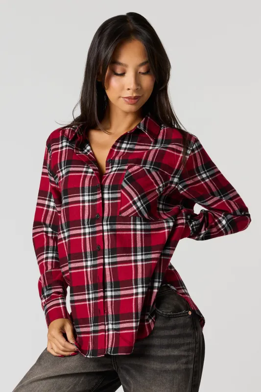 Haut boutonné en flanelle avec motif brodé sold by Urban Planet