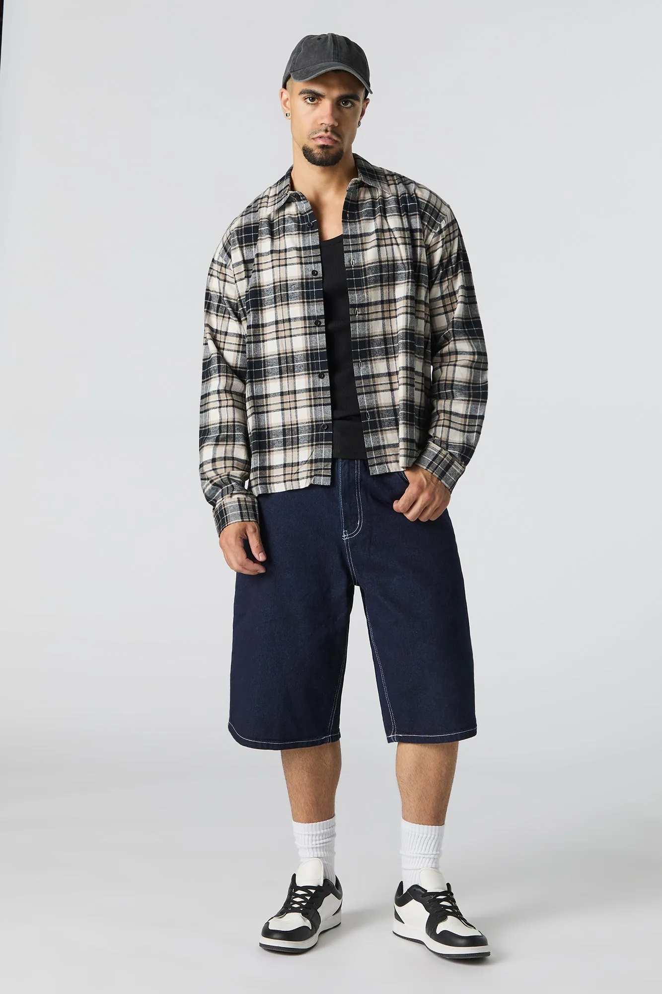 Plaid Flannel Boxy Button-Up Top sold by Urban Planet product image thumbnail 3