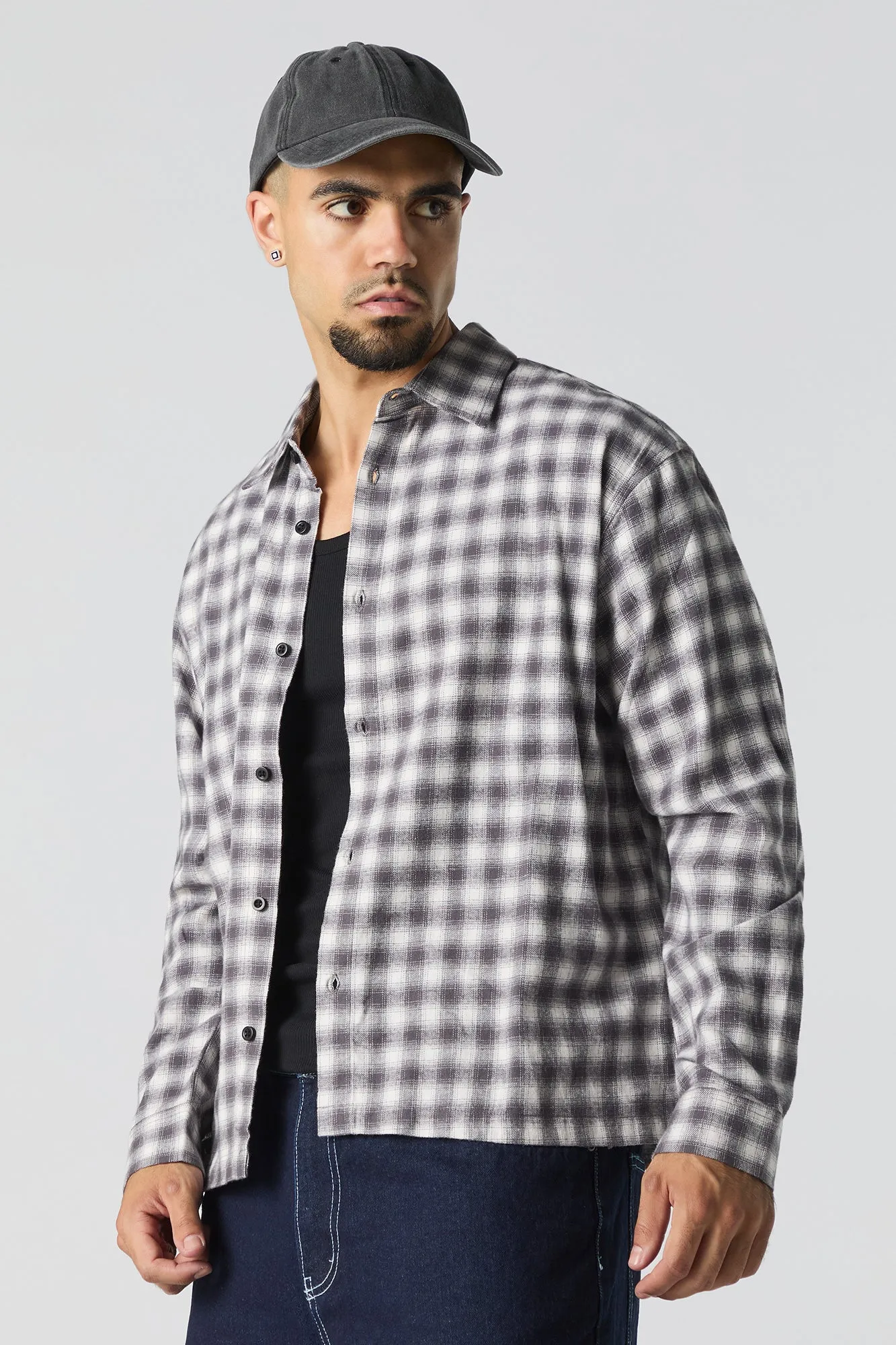 Plaid Flannel Boxy Button-Up Top sold by Urban Planet product image thumbnail 4