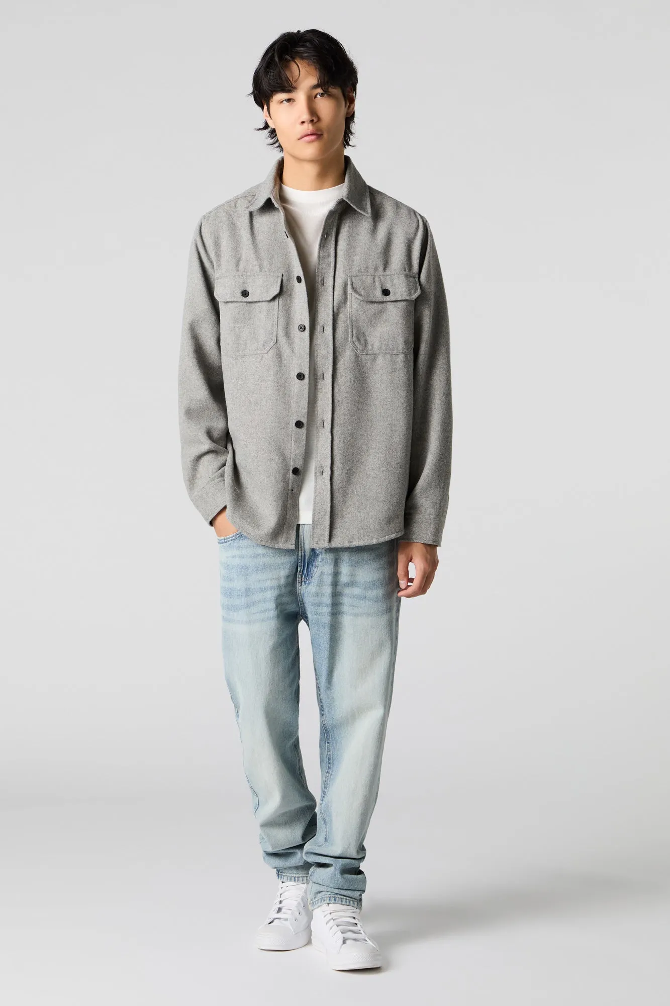 Flannel Long Sleeve Button-Up Top sold by Urban Planet product image thumbnail 3