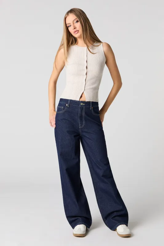 High Rise Wide Leg Dark Jean sold by Urban Planet
