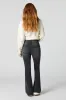 Jean extensible à taille haute et jambe évasée lavé noir sold by Urban Planet