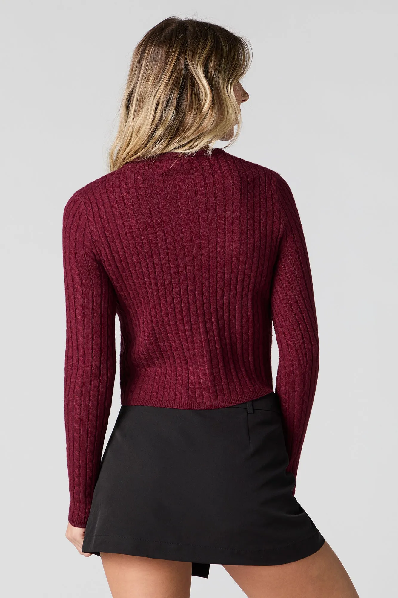 Cable Knit Button Up Cropped Cardigan sold by Urban Planet product image thumbnail 2