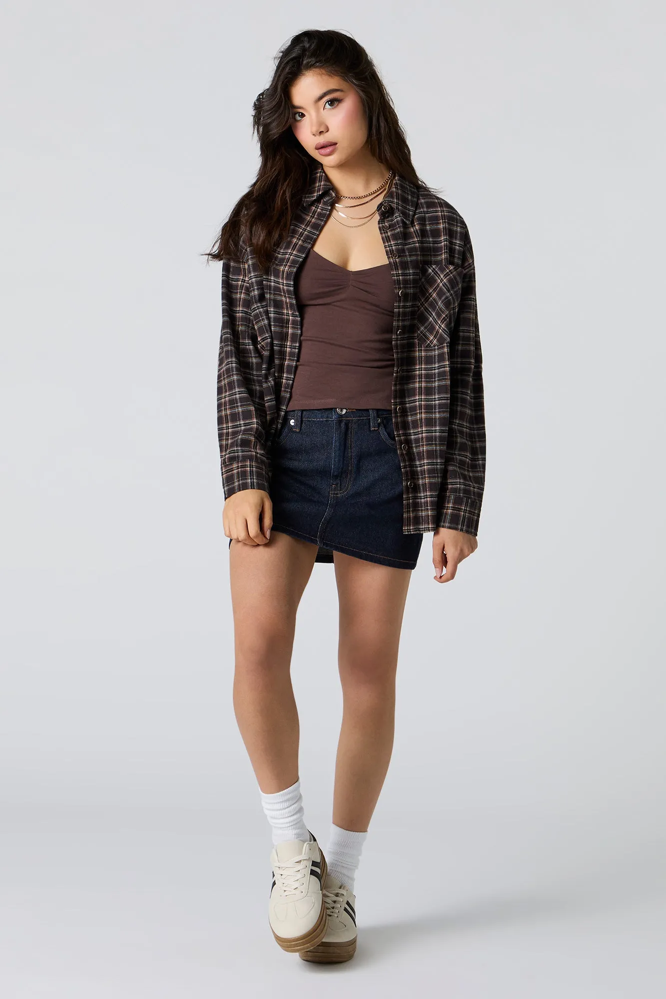 Haut boutonné en flanelle à carreaux et manche longue sold by Urban Planet product image thumbnail 4