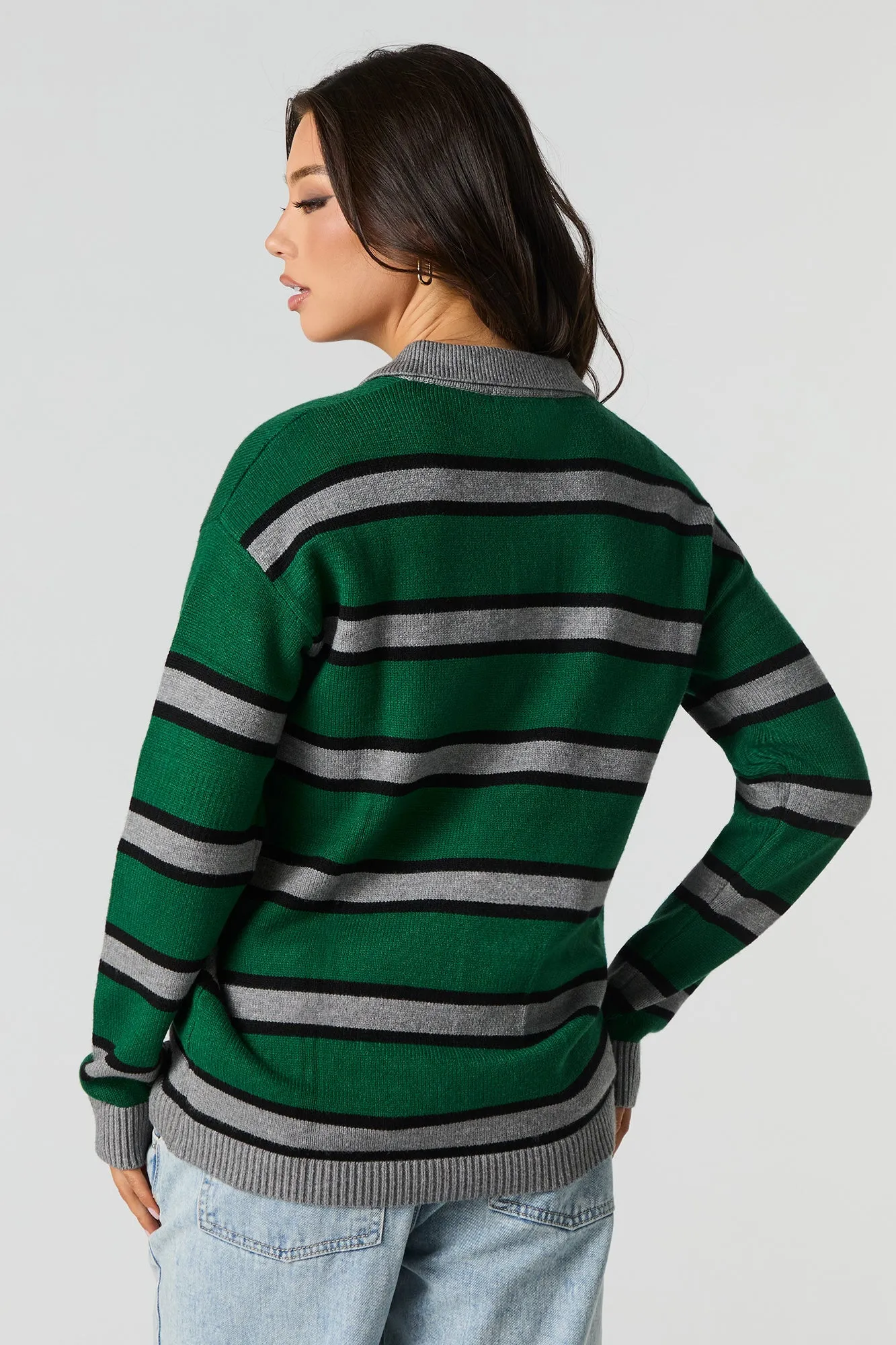 Knit Button-Up Collared Long Sleeve Top sold by Urban Planet product image thumbnail 2