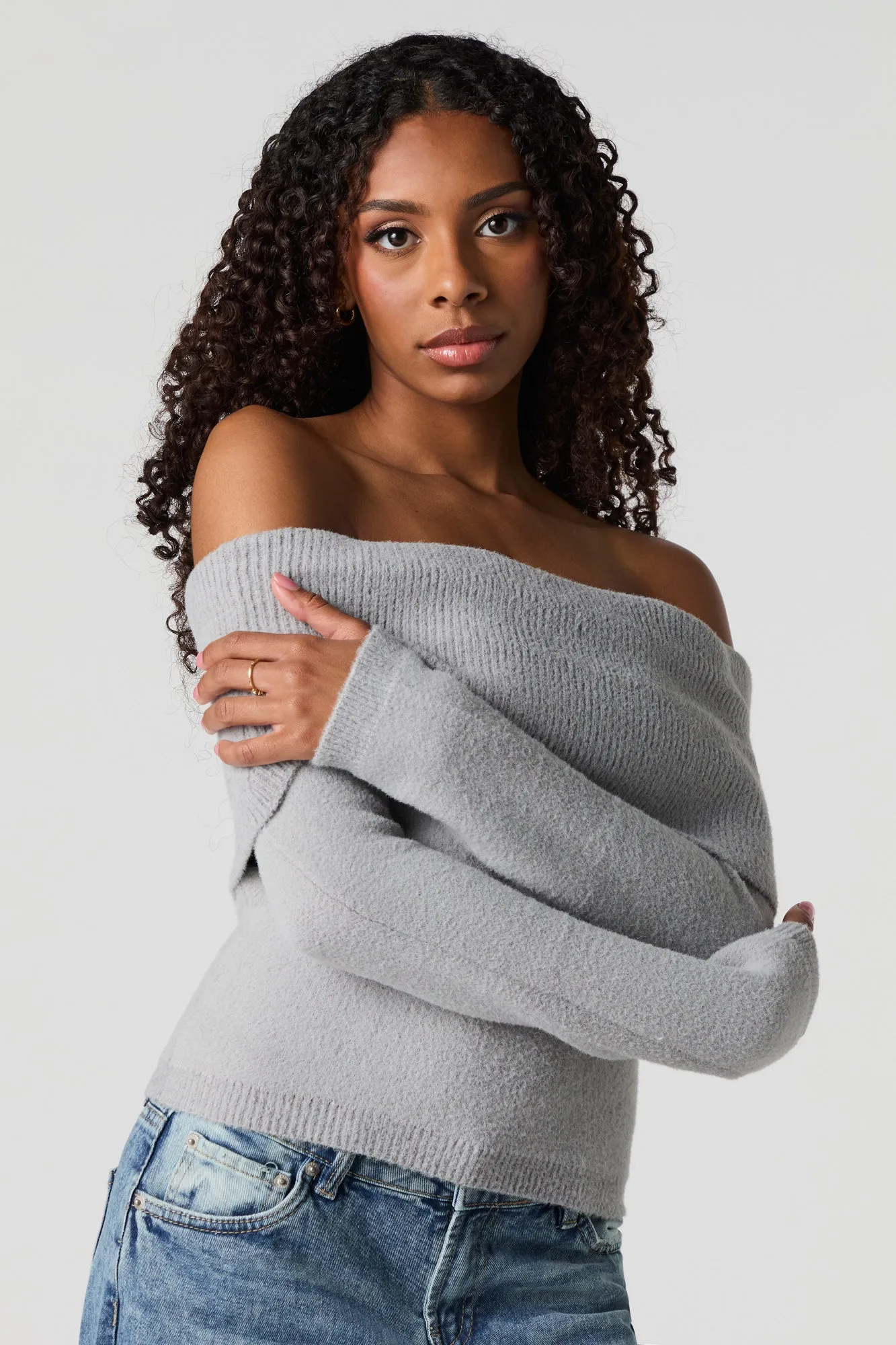 Soft Knit Off Shoulder Sweater sold by Urban Planet product image thumbnail 4
