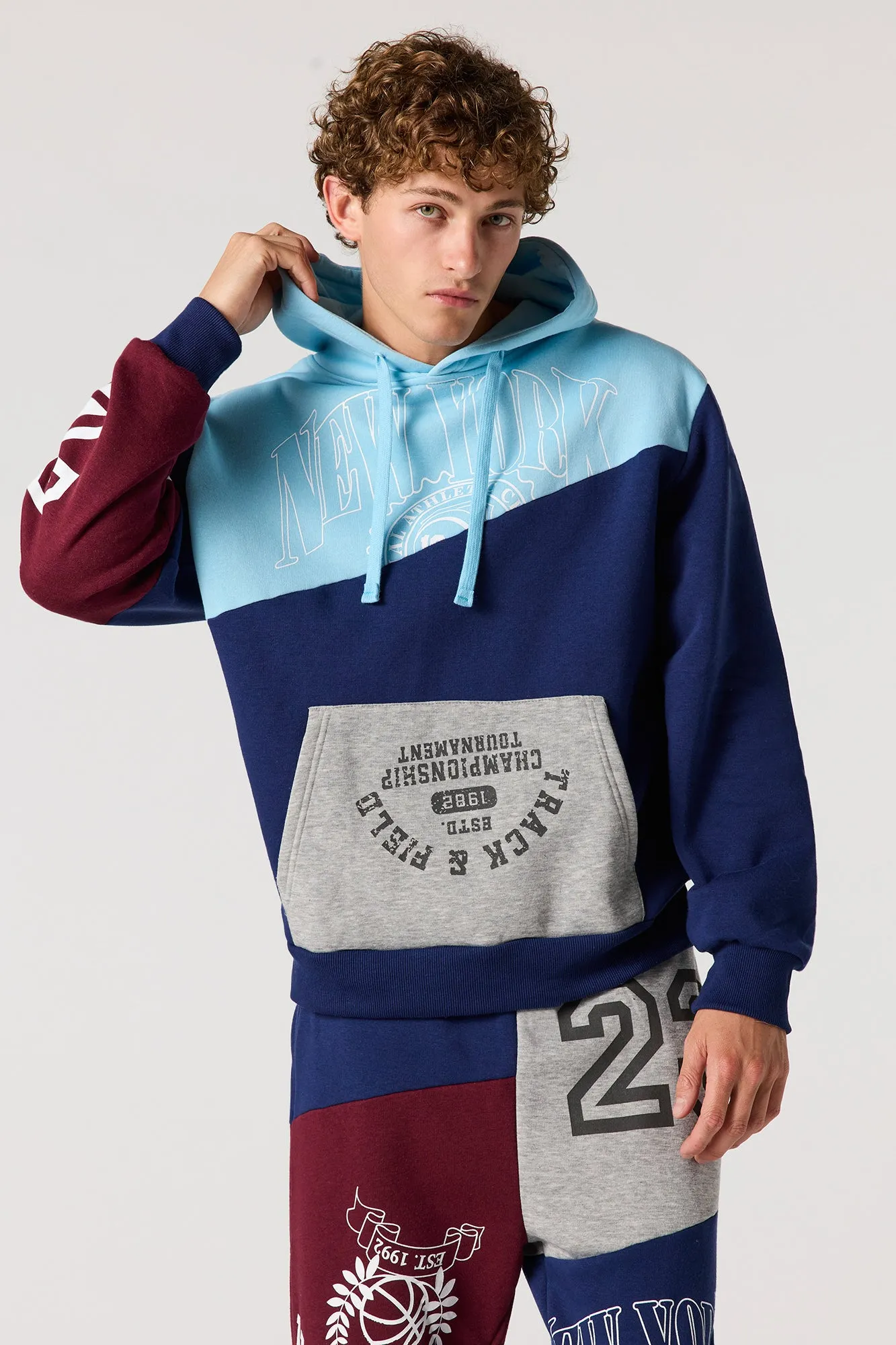 New York Colourblock Fleece Hoodie sold by Urban Planet