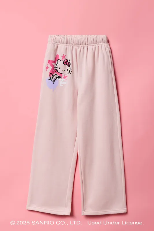 Pantalon en molleton à jambe large et imprimé en relief Hello Kitty® pour filles sold by Urban Planet